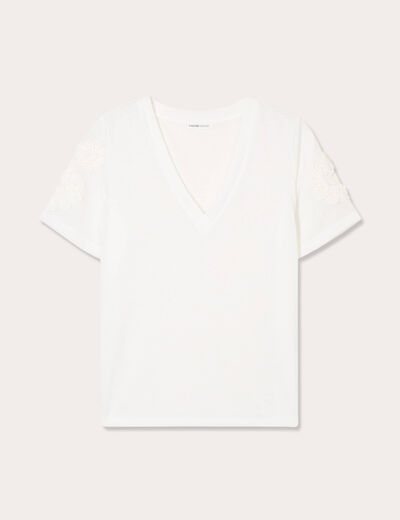 T-shirt manches courtes ecru femme