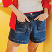 Short mom en jean denim double stone femme