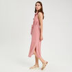 Robe longue évasée boutonnée rose corail femme