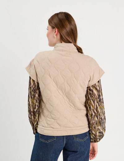 Veste sans manches matelassée taupe femme