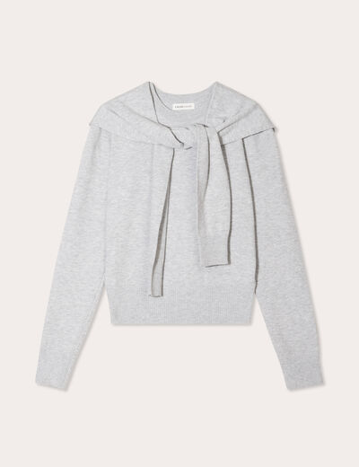 Pull effet 2-en-1 gris foncé femme