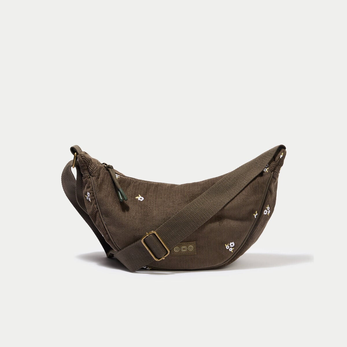 Sac banane velours c&ocirc;tel&eacute; vert kaki femme