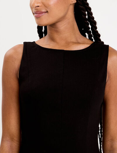 robe courte évasée col rond bretelles noir femme