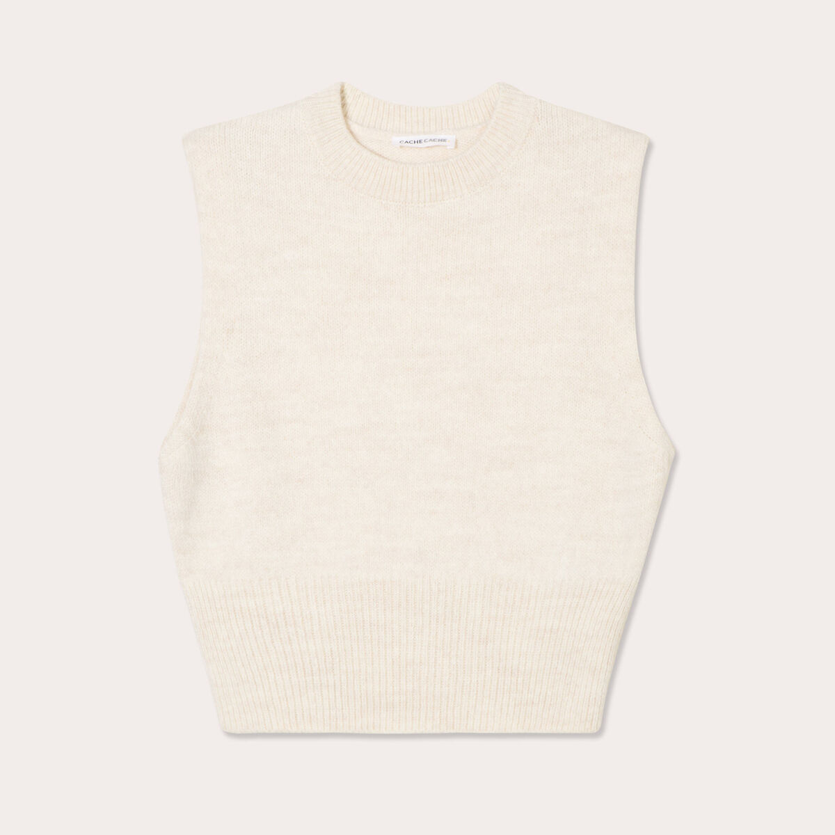 Pull sans manches ecru femme