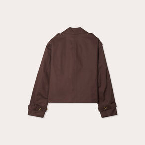 Trench court boutonné marron foncé femme