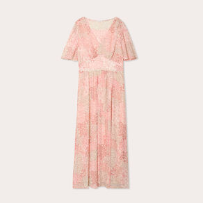 Robe longue évasée col en V blanc femme
