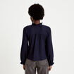 Blouse droite col montant dentelle bleu marine femme