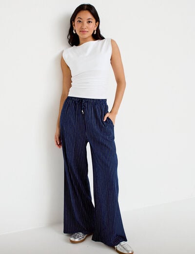Pantalon bootcut taille standard bleu femme