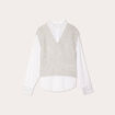 Pull manches longues 2-en-1 gris clair femme