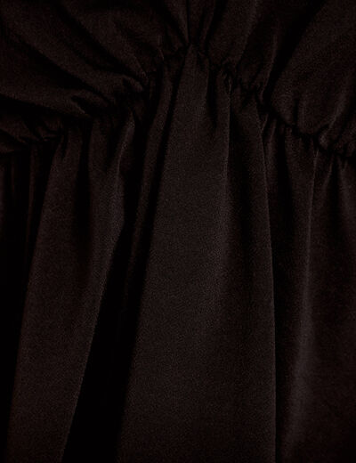 Blouse col claudine bas resserr&eacute; noir femme