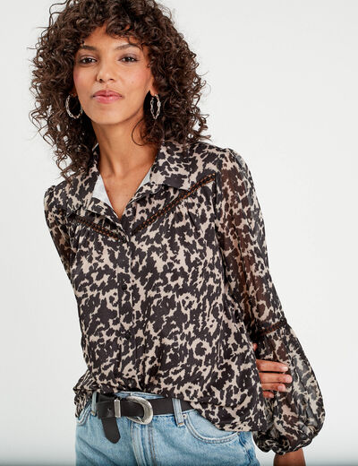 Blouse manches longues beige femme