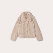 Veste courte en fausse fourrure sable femme