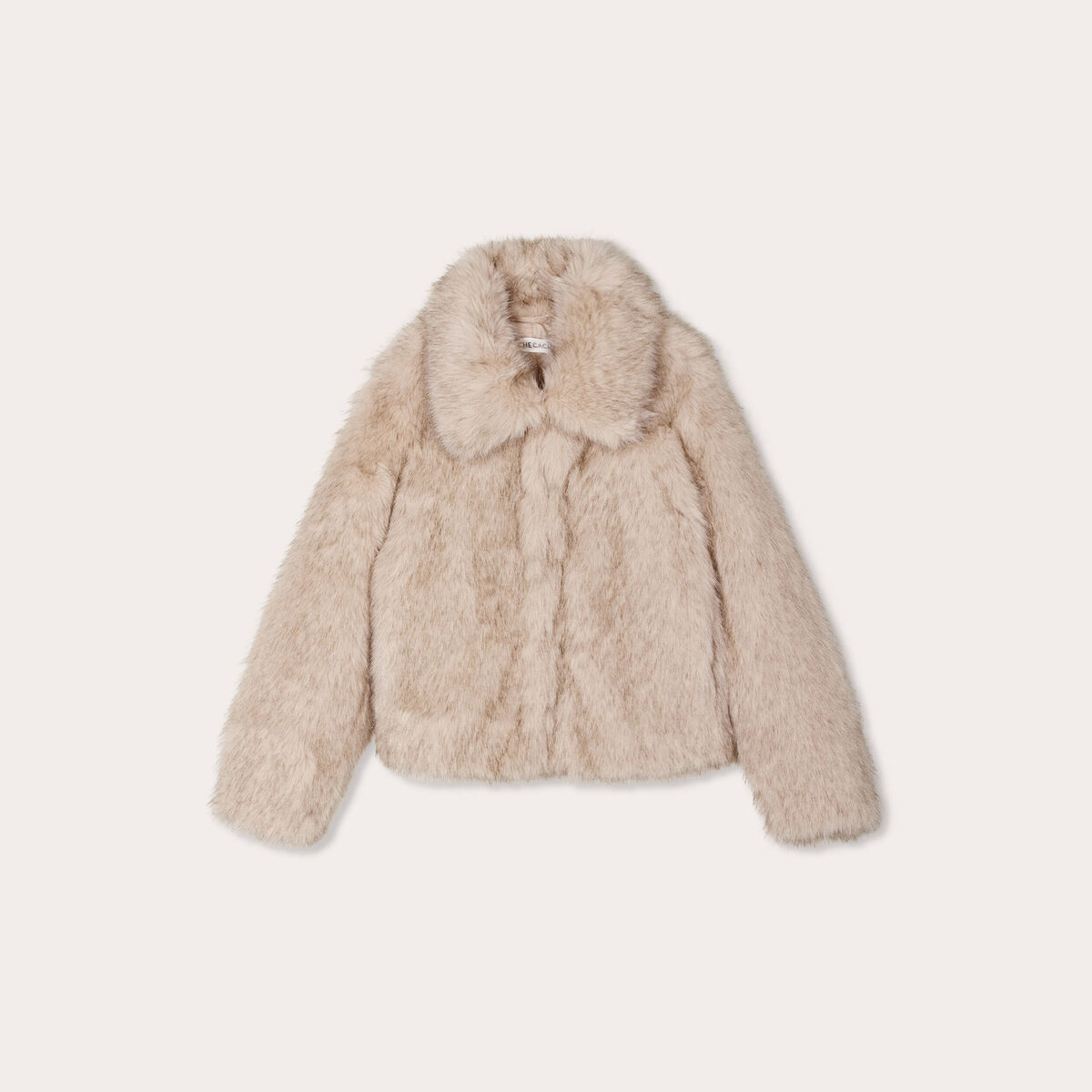 Veste courte en fausse fourrure sable femme