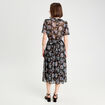 Robe midi évasée col en V noir femme