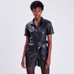Combishort simili cuir noir femme