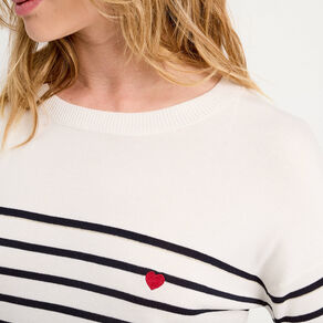 Pull manches longues bleu marine femme