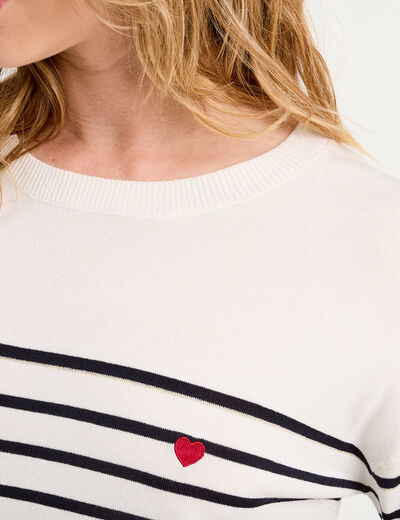 Pull manches longues bleu marine femme
