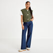Gilet sans manches effet polaire vert kaki femme