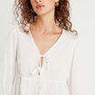 Blouse avec noeuds ecru femme