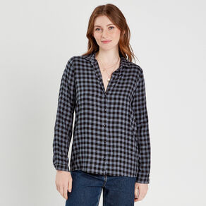 Chemise manches longues bleu foncé femme