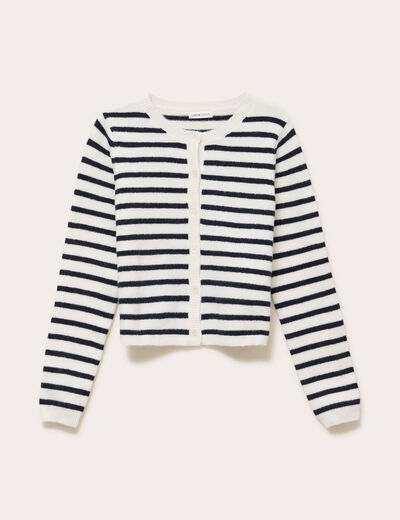 Gilet boutonné manches longues bleu marine femme
