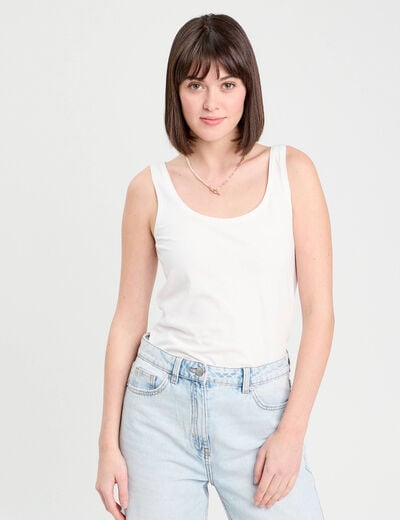Débardeur bretelles larges blanc femme