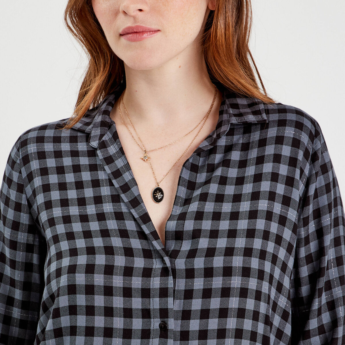 Chemise manches longues bleu foncé femme