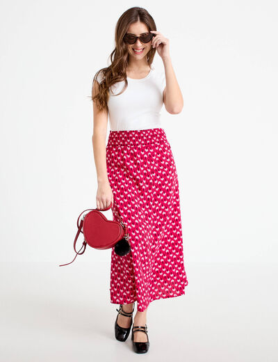 Jupe longue fluide rose cerise femme