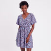 Robe évasée col en V parme femme