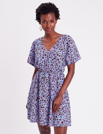 Robe évasée col en V parme femme