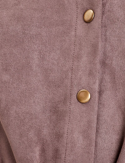 Robe droite ceinturée suédine taupe femme