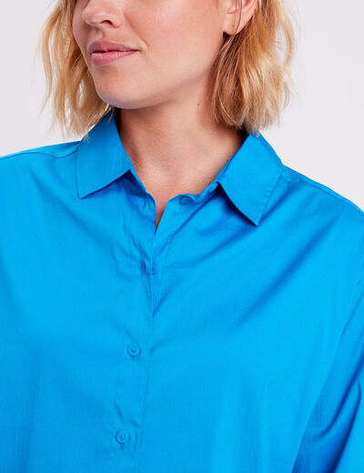 Chemise manches longues bleu femme