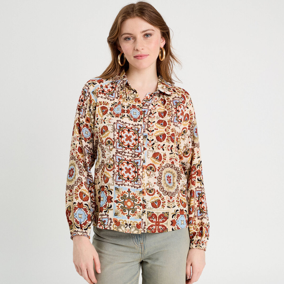 Blouse manches longues blanc femme