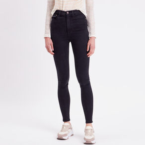 jeans skinny taille elastiquee denim noir femme Jeans skinny taille élastiquée denim noir femme