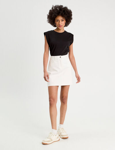 Jupe trapèze en jean ecru femme