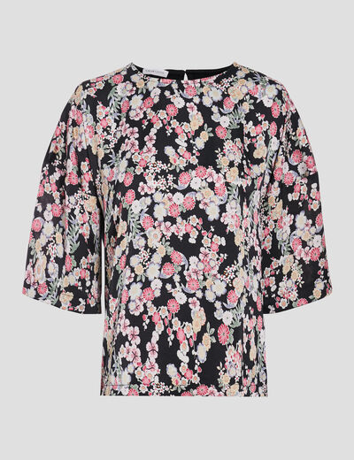 Sweat manches 3/4 noir femme