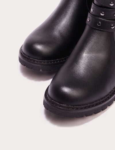 Bottines brides cloutées noir femme