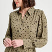 Robe chemise évasée fluide vert femme