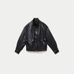 Veste effet boule en similicuir noir femme