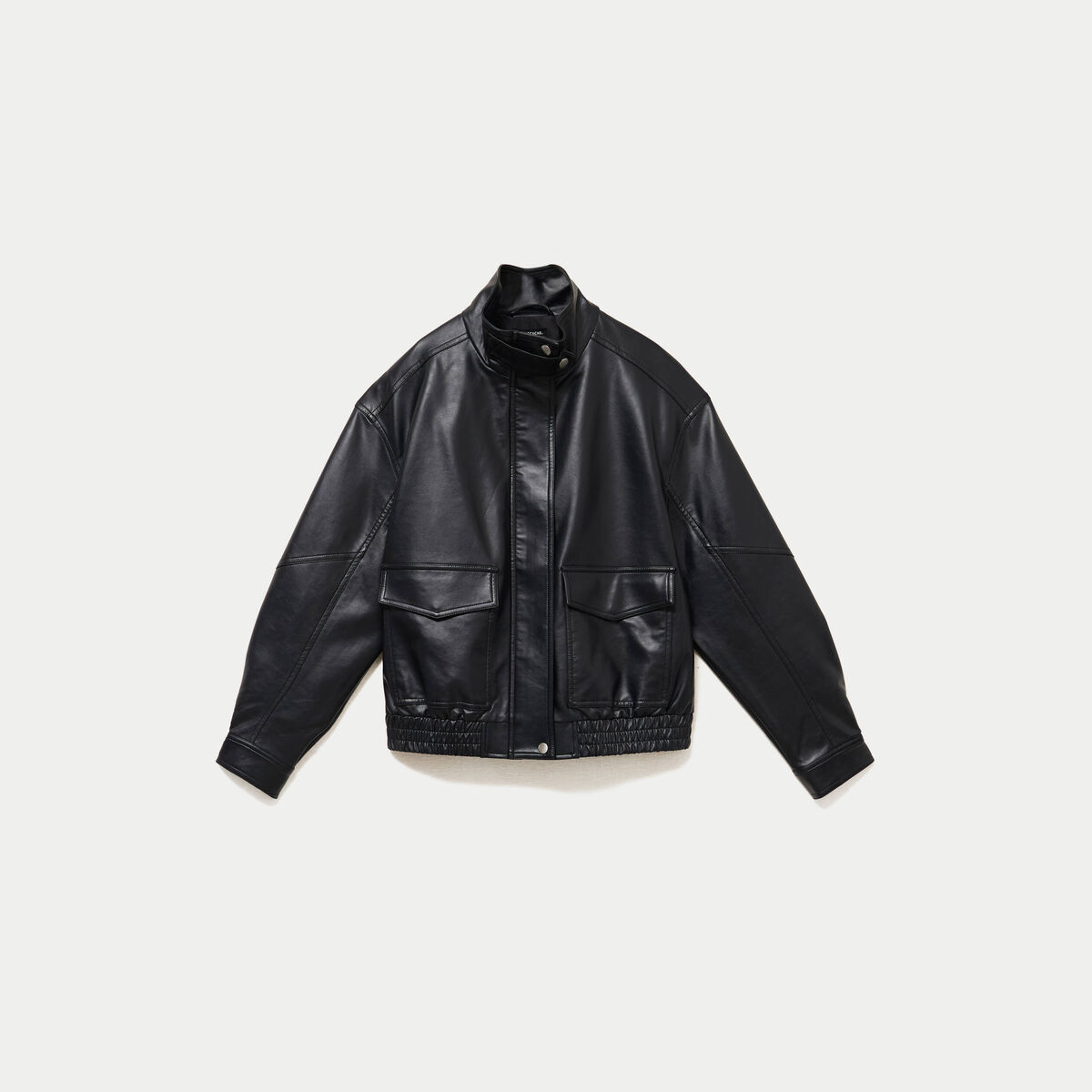 Veste effet boule en similicuir noir femme