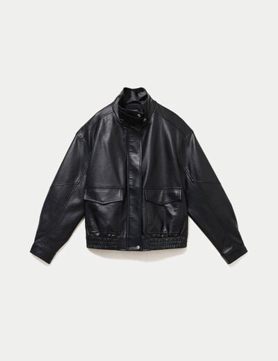 Veste effet boule en similicuir noir femme