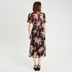 Robe midi évasée col en V noir femme