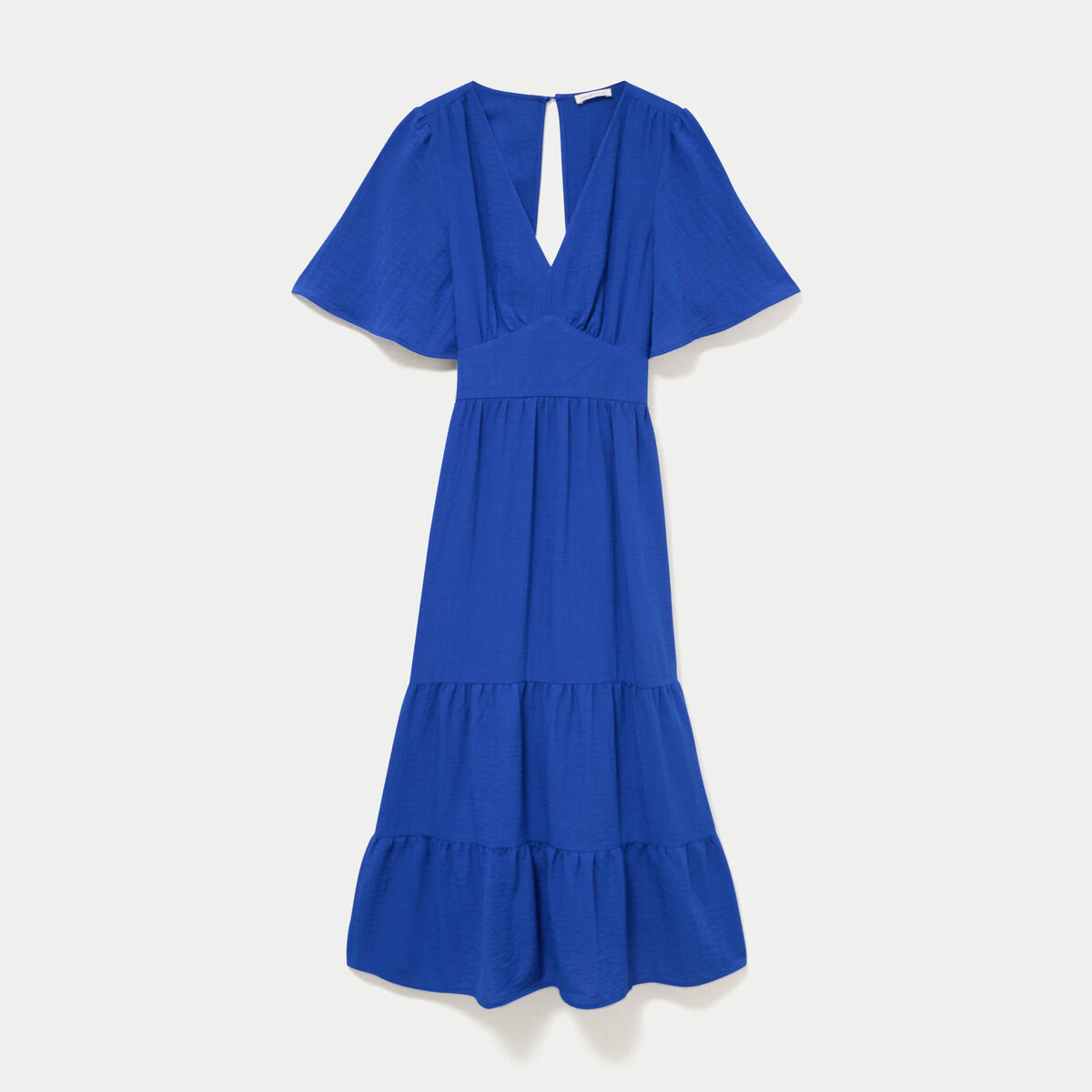Robe &eacute;vas&eacute;e col v bleu electrique femme