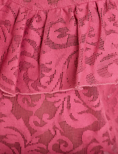 Blouse en dentelle manches longues vieux rose femme