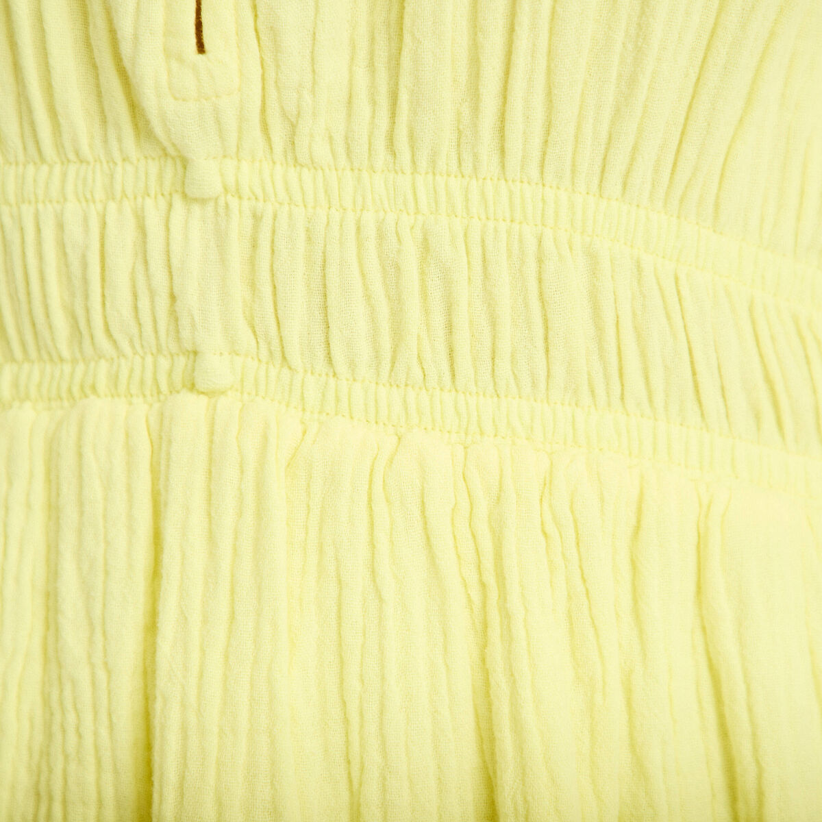Robe midi pliss&eacute;e col v manches courtes jaune citron femme