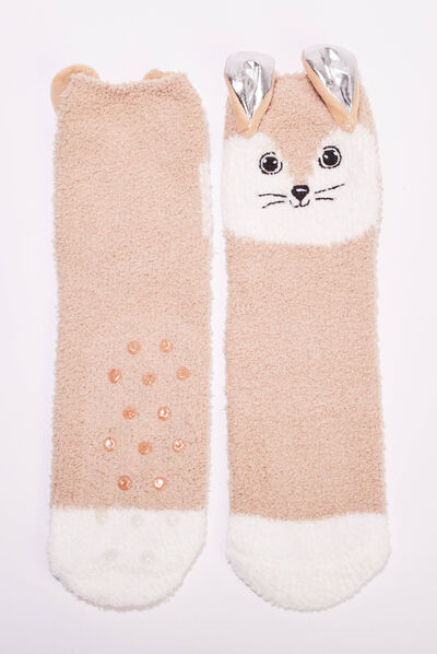 Chaussettes d'intérieur sable femme