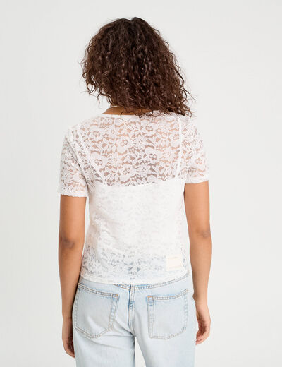 T-shirt manches courtes ecru femme