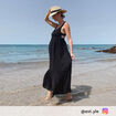 Robe longue évasée bretelles noir femme