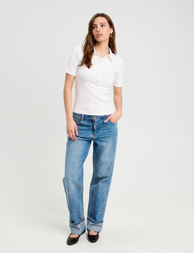 Polo manches courtes blanc femme