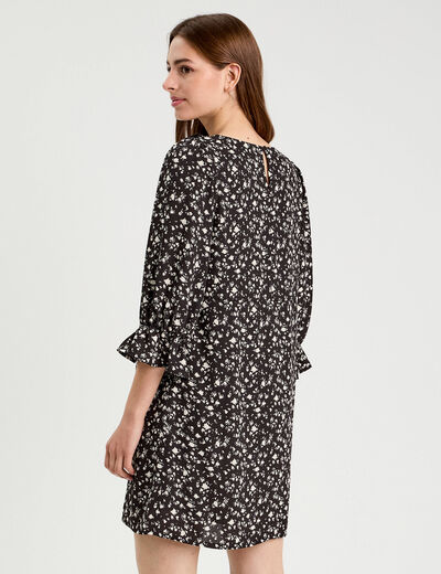 Robe droite manches 3/4 blanc femme
